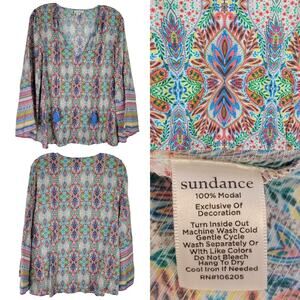 Sundance Shirt Boho Peasant Blouse Top Size Womens Small Oversized Multicolor